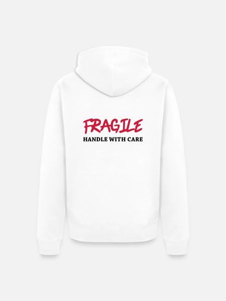 Fragile - Handle with care - Unisex Premium Bio Zip Hoodie - Weiß