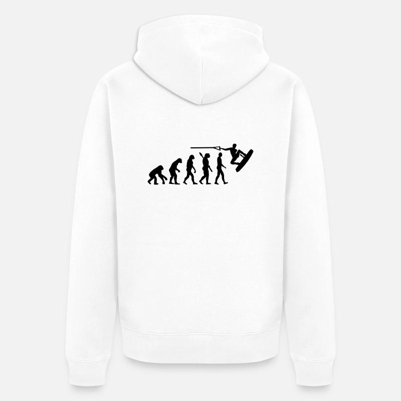Evolution Wakeboard - Unisex Premium Organic Zip Hoodie - white