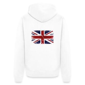 Union Jack - UK Flag - Vintage Look - Unisex Premium Bio Zip Hoodie - Weiß - Hinten - Thijin (182cm)