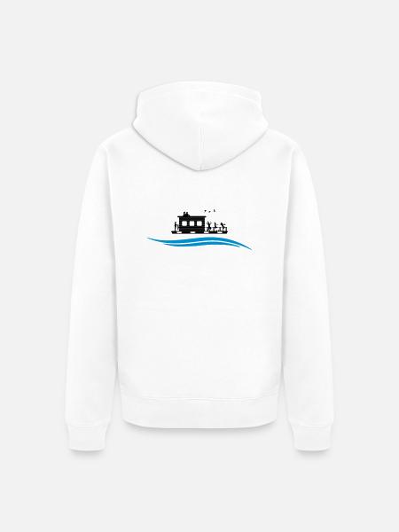Hausboot Wasser - Unisex Premium Bio Zip Hoodie - Weiß