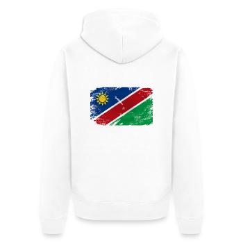 Namibia Flag - Vintage Look - Unisex Premium Bio Zip Hoodie - Weiß - Hinten - Thijin (182cm)