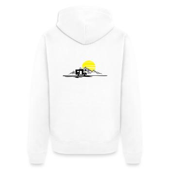 Freizeit - Wohnmobil Berge - Unisex Premium Bio Zip Hoodie - Weiß - Hinten - Thijin (182cm)