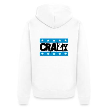 Crazy - Unisex Premium Bio Zip Hoodie - Weiß - Hinten - Thijin (182cm)