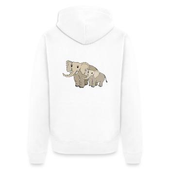 Elefanten - Unisex Premium Bio Zip Hoodie - Weiß - Hinten - Thijin (182cm)
