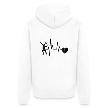 Tennis Tennisschläger Tennisspieler Tennisverein - Unisex Premium Bio Zip Hoodie - Weiß - Hinten - Thijin (182cm)