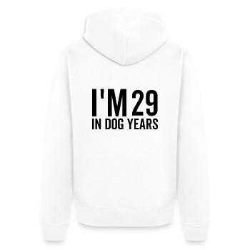 Ich bin 29 in Hundejahren - Unisex Premium Bio Zip Hoodie - Weiß - Hinten - Thijin (182cm)