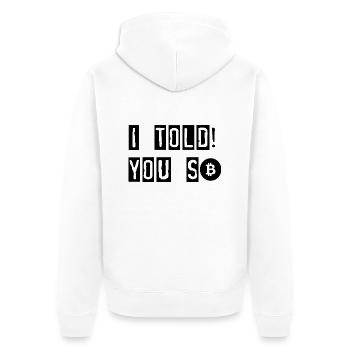 Bitcoin Trading Crypto Aktien - Unisex Premium Bio Zip Hoodie - Weiß - Hinten - Thijin (182cm)