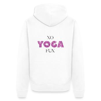 NOYNOFUN - Unisex Premium Bio Zip Hoodie - Weiß - Hinten - Thijin (182cm)