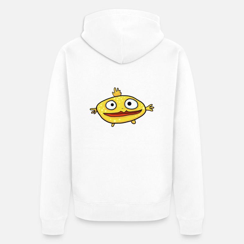 Drôle de poisson jaune - Veste à capuche bio Premium Unisexe - blanc