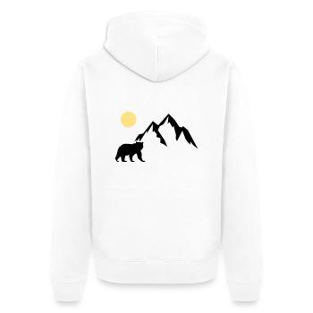 Mountain Bear - Unisex Premium Organic Zip Hoodie - white - Back - Thijin (182cm)