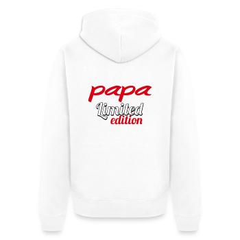 PAPA LIMITIERTE AUFLAGE - Unisex Premium Bio Zip Hoodie - Weiß - Hinten - Thijin (182cm)
