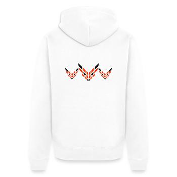 3 Füchse Abstraktes Logo Böser Blick Freunde Team - Unisex Premium Bio Zip Hoodie - Weiß - Hinten - Thijin (182cm)