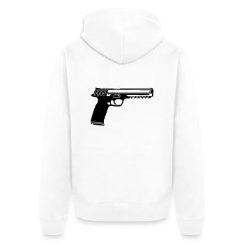 gun - Unisex Premium Bio Zip Hoodie - Weiß - Hinten - Thijin (182cm)