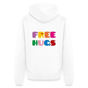 Free Hugs - Unisex Premium Bio Zip Hoodie - Weiß - Hinten - Thijin (182cm)