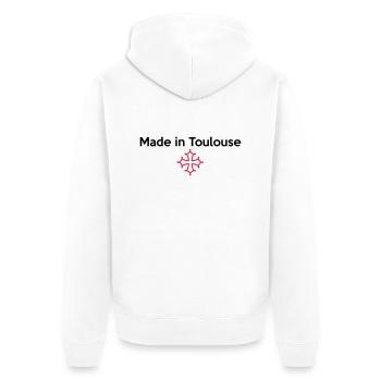 Made in Toulouse - croix occitane - Veste à capuche bio Premium Unisexe - blanc - Dos - Thijin (182cm)