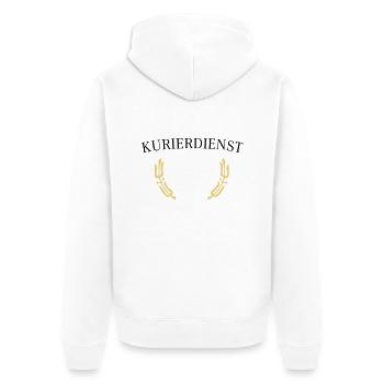 Kurierdienst Lorbeer - Unisex Premium Bio Zip Hoodie - Weiß - Hinten - Thijin (182cm)