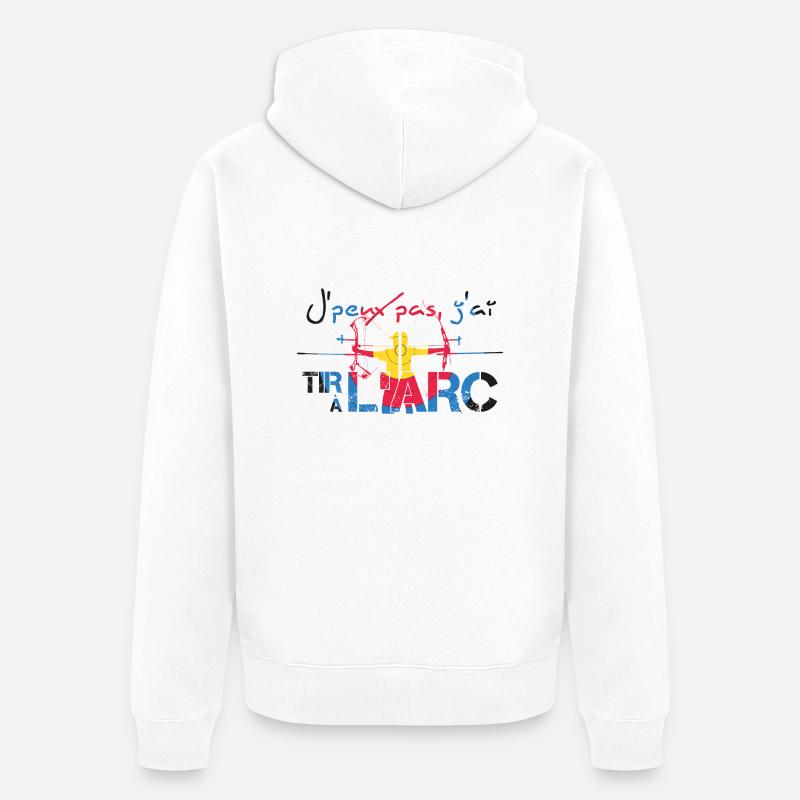 Sweatshirt J'peux pas j'ai tir à l'arc - couleur - Veste à capuche bio Premium Unisexe - blanc