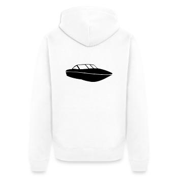Boat de - Unisex Premium Bio Zip Hoodie - Weiß - Hinten - Thijin (182cm)