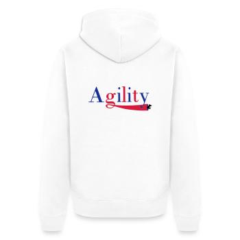 Agility Schrift ein Hund im Tunnel - Unisex Premium Bio Zip Hoodie - Weiß - Hinten - Thijin (182cm)