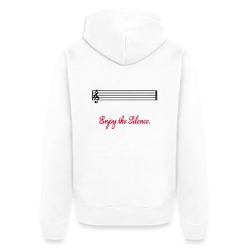 enjoy the silence - Unisex Premium Bio Zip Hoodie - Weiß - Hinten - Thijin (182cm)