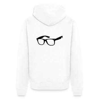 Brille - Unisex Premium Bio Zip Hoodie - Weiß - Hinten - Thijin (182cm)