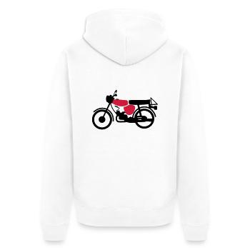 Fahrzeug - Simson S51 - Unisex Premium Bio Zip Hoodie - Weiß - Hinten - Thijin (182cm)