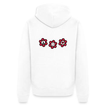 Peace Love Happiness Free Summer Festival Flower - Unisex Premium Organic Zip Hoodie - white - Back - Thijin (182cm)