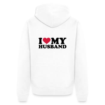 I love my husband - Unisex Premium Organic Zip Hoodie - white - Back - Thijin (182cm)