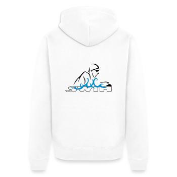 Brustschwimmen - Unisex Premium Bio Zip Hoodie - Weiß - Hinten - Thijin (182cm)