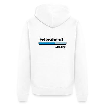Feierabend loading - Unisex Premium Bio Zip Hoodie - Weiß - Hinten - Thijin (182cm)