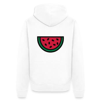 Melone - Unisex Premium Bio Zip Hoodie - Weiß - Hinten - Thijin (182cm)