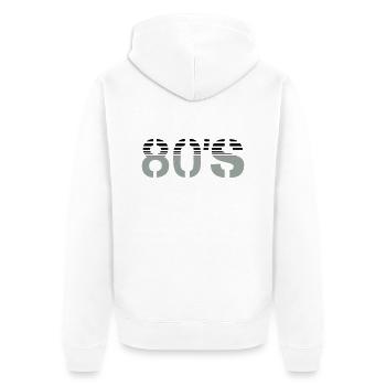 80s Logo - Unisex Premium Bio Zip Hoodie - Weiß - Hinten - Thijin (182cm)
