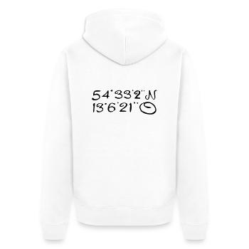 Mittelpunkt der Insel - Unisex Premium Bio Zip Hoodie - Weiß - Hinten - Thijin (182cm)