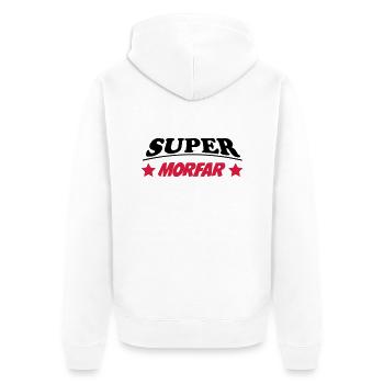 Super morfar 111 - Unisex Premium Bio Zip Hoodie - Weiß - Hinten - Thijin (182cm)