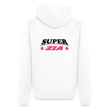 Super zia 111 - Unisex Premium Bio Zip Hoodie - Weiß - Hinten - Thijin (182cm)