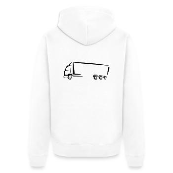 Truck LKW stilisiert - Unisex Premium Bio Zip Hoodie - Weiß - Hinten - Thijin (182cm)