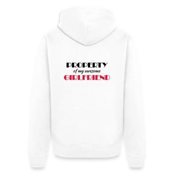 Property of my awesome girlfriend - Unisex Premium Organic Zip Hoodie - white - Back - Thijin (182cm)