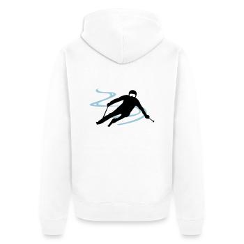 Sport - Skifahrer - Unisex Premium Bio Zip Hoodie - Weiß - Hinten - Thijin (182cm)
