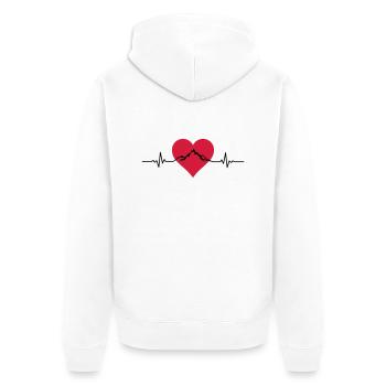 Landschaft - Berge Puls Herz - Unisex Premium Bio Zip Hoodie - Weiß - Hinten - Thijin (182cm)
