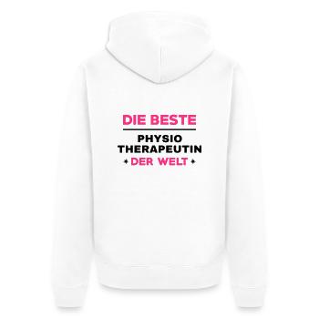 Krankengymnast / Krankengymnastin / Physio / - Unisex Premium Bio Zip Hoodie - Weiß - Hinten - Thijin (182cm)