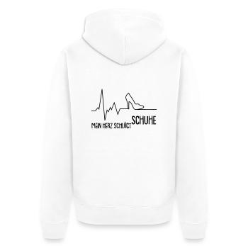 mein herz schlägt schuhe - Unisex Premium Bio Zip Hoodie - Weiß - Hinten - Thijin (182cm)