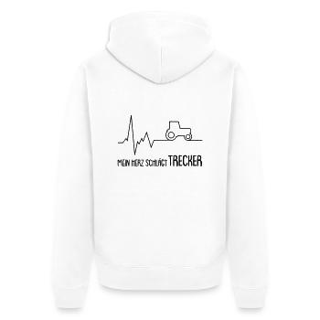 mein herz schlägt trecker - Unisex Premium Bio Zip Hoodie - Weiß - Hinten - Thijin (182cm)
