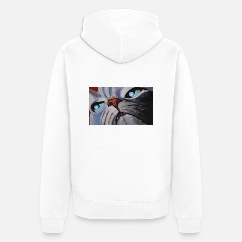 Bande dessinée de chat - Veste à capuche bio Premium Unisexe - blanc