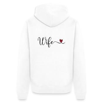 Ehefrau - Unisex Premium Bio Zip Hoodie - Weiß - Hinten - Thijin (182cm)
