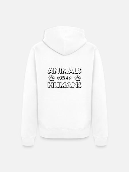 animals over humans - Unisex Premium Organic Zip Hoodie - white