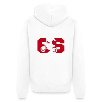Moto 66 biker - Unisex Premium Organic Zip Hoodie - white - Back - Thijin (182cm)