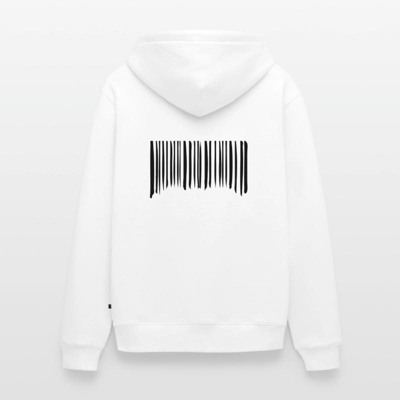 Barcode Strokes Lines Scribbled Barcode Scan Veste à capuche bio Premium Unisexe