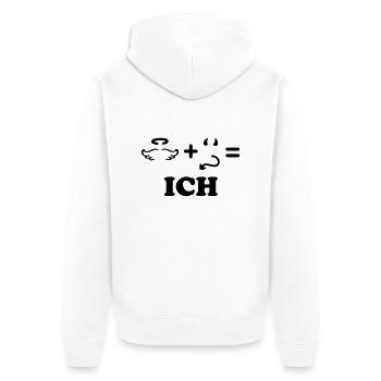 Engel + Teufel = ich - einfarbig - Unisex Premium Bio Zip Hoodie - Weiß - Hinten - Thijin (182cm)