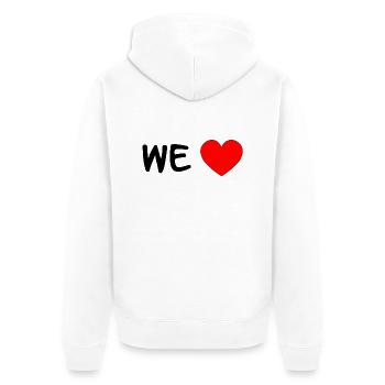 We Love - Unisex Premium Bio Zip Hoodie - Weiß - Hinten - Thijin (182cm)