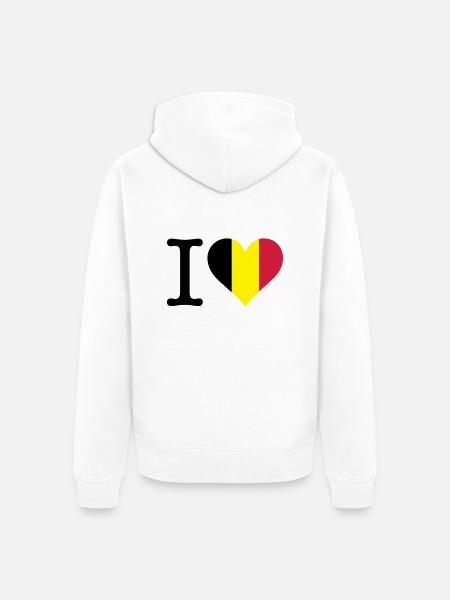 I Love Belgium - Unisex Premium Organic Zip Hoodie - white